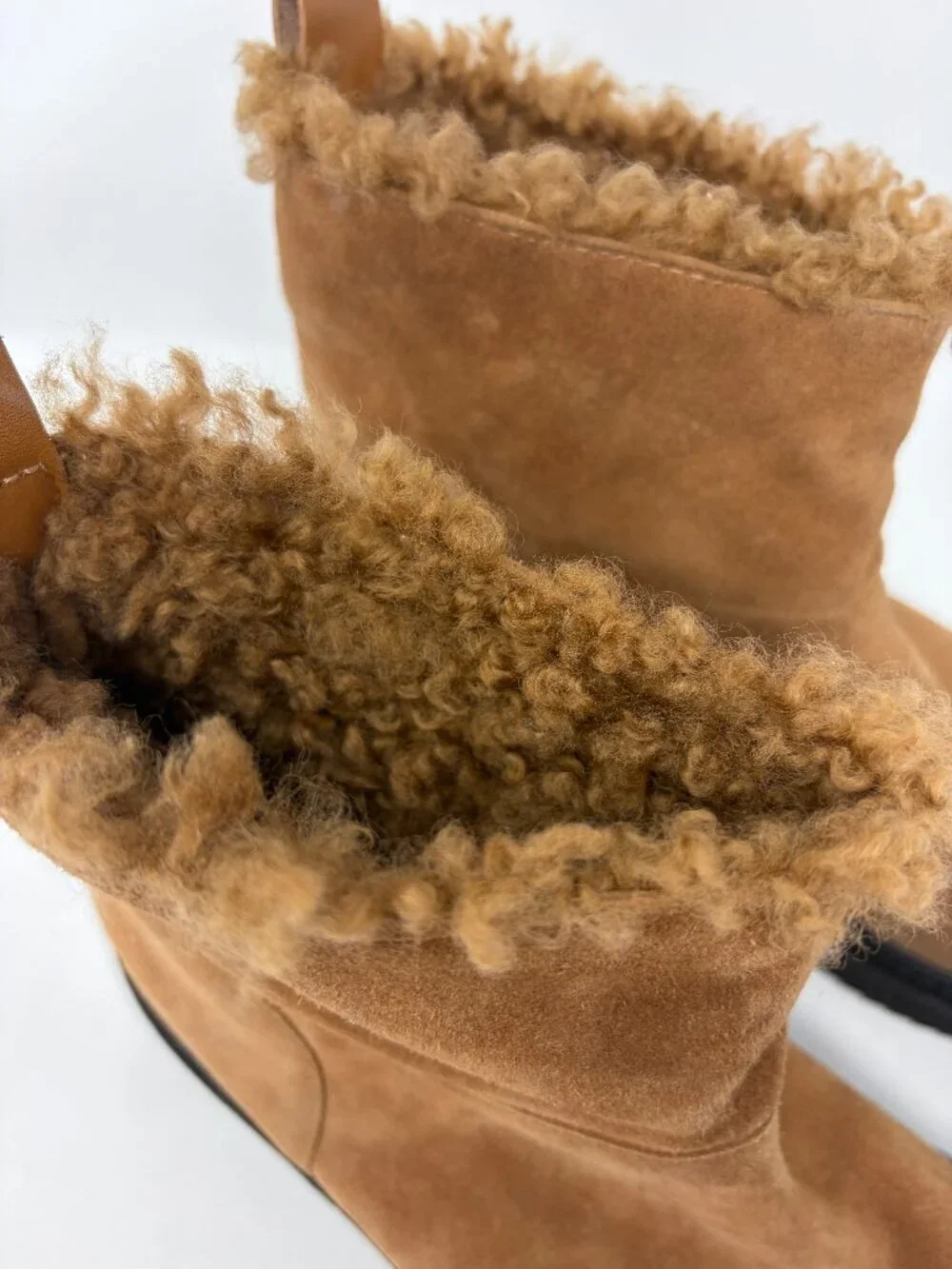 NWOT HOOR women's winter boots 37 tan suede leather shearling Italy luxury